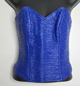Jean Claude Jitrois Corset Size 38 Top Blue Leather Strapless Made in France - Picture 1 of 10