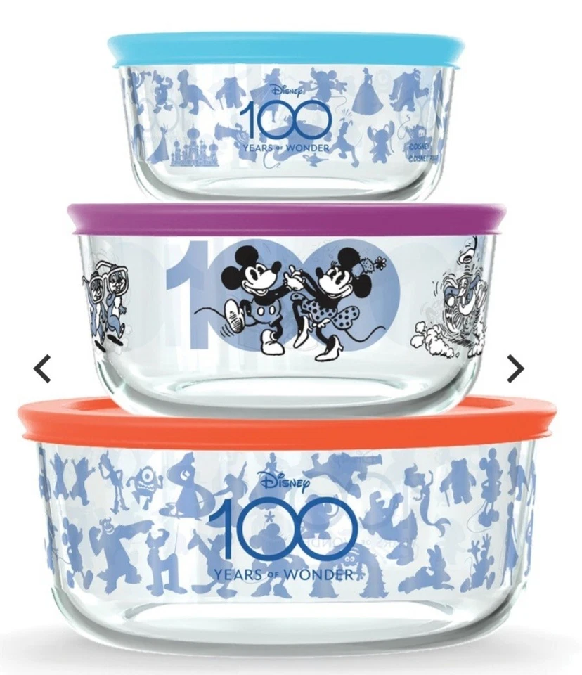 New Disney 100 Pyrex Food Storage/Container 3 Piece Set. - Image 1 of 1