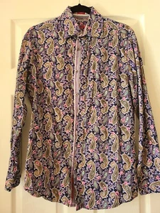Report Collection Men's Purple Paisley Print Button Up Shirt Size S - Picture 1 of 6