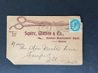 CANADA 1899 SCISSORS - SQUIRE WATSON Co. ADVERT POSTCARD TO ILL. USA (FAULTS)