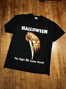 Vintage Halloween Movie Shirt Promo M&O Knits Big Logo RARE Michael Myer Size L - Picture 1 of 4