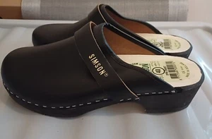 SIMSON CLOGS Holland classic wood black dutch orthopedic mules shoes Size 40 EU - Picture 1 of 7