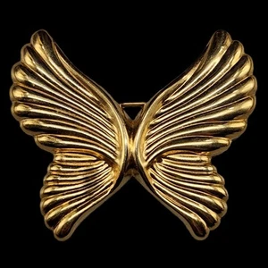 Broche Vintage Mariposa Alas de Ángel Tono Dorado Grande Estampado Estilo Repousse Prendedor - Imagen 1 de 6