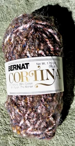 Bernat Cortina Yarn ~ Brown 4013 ~ Acrylic , Cotton, Nylon, Mohair Blend - Picture 1 of 3