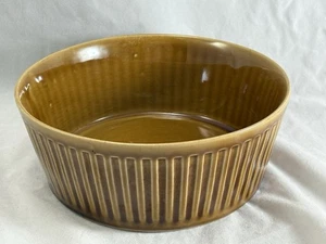 VINTAGE French treacle glazed ribbed pottery bowl salad dessert serving c.1960s - Picture 1 of 8