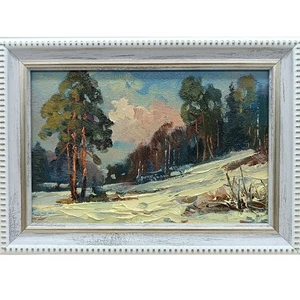 original oil painting framed landscape art rural landscape winter landscape 4x6 - Picture 1 of 6
