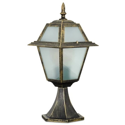 HOFSTEIN Belluno Sockellampe aus Metall/Glas in Schwarz/Gold/Weiß/Milchglas - Bild 1 von 4