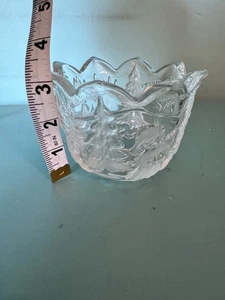 Mikasa Glass Bowl OUR CHRISTMAS TREE Frosted Holiday Votive Candy Nut Holder - Picture 1 of 12