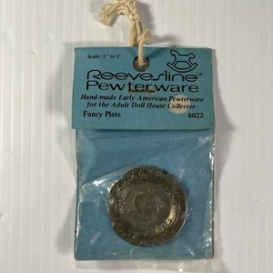 Reevesline Pewterware Dollhouse Fancy Plate in original packaging NOS Vtg Rare - Picture 1 of 5