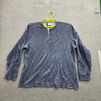 Abercrombie & Fitch Men Henley XXL Blue Cotton Nylon Button Long Sleeve READ - Image 1 of 4