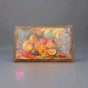 Antique Old Box Bin Jar Canister Container Metal Tin Fruit Decor  - Picture 1 of 12
