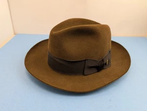 Sombrero de lana Stetson Royal Deluxe The Temple Del Monico marrón Fedora 7 1/2 - Imagen 1 de 13