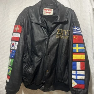 RAR! Vintage Atlanta 1996 Olympische Sommerspiele Lederjacke XL American Toons 90er - Bild 1 von 12