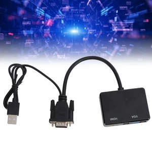 VGA to VGA Multi-Stream Splitter HD Converter Dual Monitor Adapter Black - Foto 1 di 12