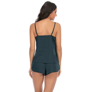Women Nightwear Shorts Satin Silk 2pcs Sexy Tops Sleep Camisole Cami Pajamas Set - Picture 1 of 12