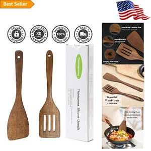 Wooden Spatula For Cooking 12 Inches Wood Spatula Slotted Turner Cooking Utensil - Picture 1 of 8