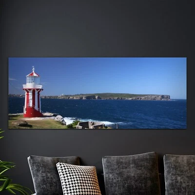 Wand-Bild Kunstdruck aus Hart-Glas Foto-Bild 125x50 Leuchtturm Landschaft Meer - Bild 1 von 4