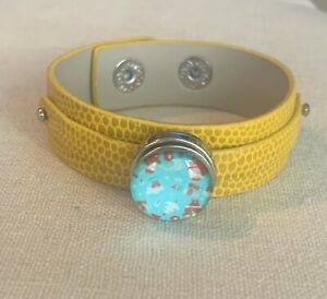 YELLOW Leather Snap Bracelet - fits Ginger, Noosa, Other Snaps - ADJUSTABLE