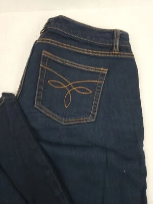 Pantalones de mezclilla Chaps Daniella curvilíneos rectos para mujer talla 4 azul lavado oscuro 31" x 30" Foto 1 de 4