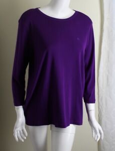 Ralph Lauren Sz 1X Runs XL Mint Condition Purple Round Neck Logo T-Shirt Top