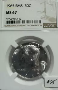 1965 SMS KENNEDY HALF DOLLAR NGC MS 67 112 - Picture 1 of 4