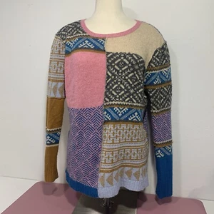 Sundance Fields Of Fair Patchwork Strick Pullover Wolle Alpaka Gr. Large *defekt - Bild 1 von 13