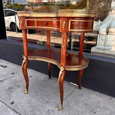 Early 20th Century Louis XVI Style Mahogany & Gilt Side Table With Marble Top
