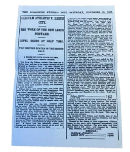 OLDHAM ATHLETIC V LEEDS CITY - YORKSHIRE EVENING POST REPORT - 30/11/1907 - COPY - Picture 1 of 1
