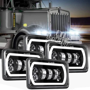 4pcs 4x6''inch LED Headlights Halo DRL Turn Lights for Kenworth T800 Classic 120 - Picture 1 of 14