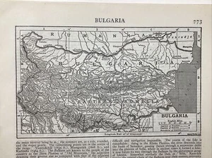 1910 Bulgaria Entry with Map Encyclopedia Britannica Vintage Wall Decor Old - Picture 1 of 10