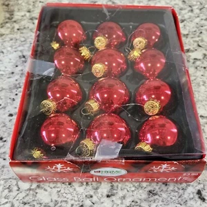 VTG Rite Aid Home 1.75" Red Glass Ball Ornaments Set Of 12 - Picture 1 of 4