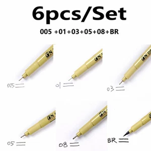 6x Fine Line Pen 005 01 03 05 08 BRUSH Kunsthandwerk Kunstbedarf Neu - Bild 1 von 7