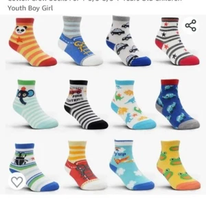  12 Pairs Non Slip Skid Socks For Kids, 5-7 Years Cotton Crew  - Picture 1 of 4