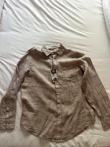 Panama Jack Men's 100% Linen Long Sleeve Button Up Tan Shirt Size L NWT - Picture 1 of 5