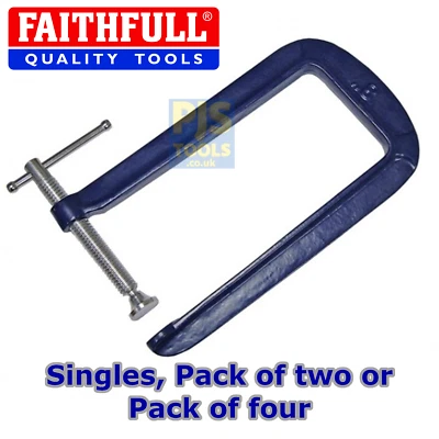 1, 2 or 4 x Faithfull FAIG8DT 8" 200mm x 85mm deep throat G clamp or cramp - Image 1 of 4
