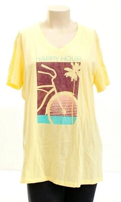 Camiseta para mujer Life is Good amarilla cuello en V gráfica manga corta nueva con etiquetas Foto 1 de 4