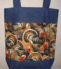 NEW Handmade Large Wild Turkey All Over Denim Wildlife Denim Tote Bag