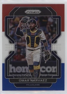 2022 Panini Prizm Tier II Red White & Blue Prizm Omar Narvaez #217 - Image 1 of 2