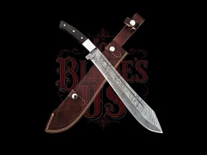 Damascus Steel 18” Handmade Machete – Premium Blade with Densified Wood Handle - Picture 1 of 9