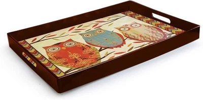 American Atelier accents by jay rectangular Melamine owl tray14x19 Inch - Image 1 of 4