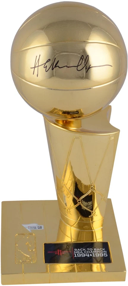 Hakeem Olajuwon Houston Rockets Autographed 12" Larry O'Brien Replica Trophy - Image 1 of 2
