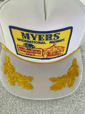 De Colección Myers Internacional Midways Sombrero Blanco Gorra Snapback Dorado Scramble Huevo Parche Foto 1 de 4