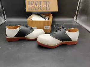 NEU SCHULAUSGABE VARSITY WEISS/SCHWARZ LEDER SATTEL OXFORDS SCHUH JUGEND 3 3 JAHR - Bild 1 von 9