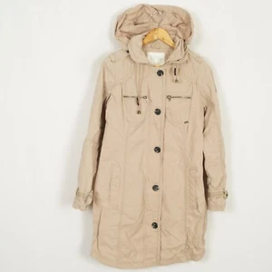 KHUJO Women's Hooded Jacket Size M Beige Full Zip Hooded Lined Cotton Canvas - Picture 1 of 11