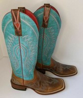 GIRLS MACIE BEAN LEATHER COWGIRL BOOTS NIB MK8012-FLORAL WITH CROSS ON SHAFT