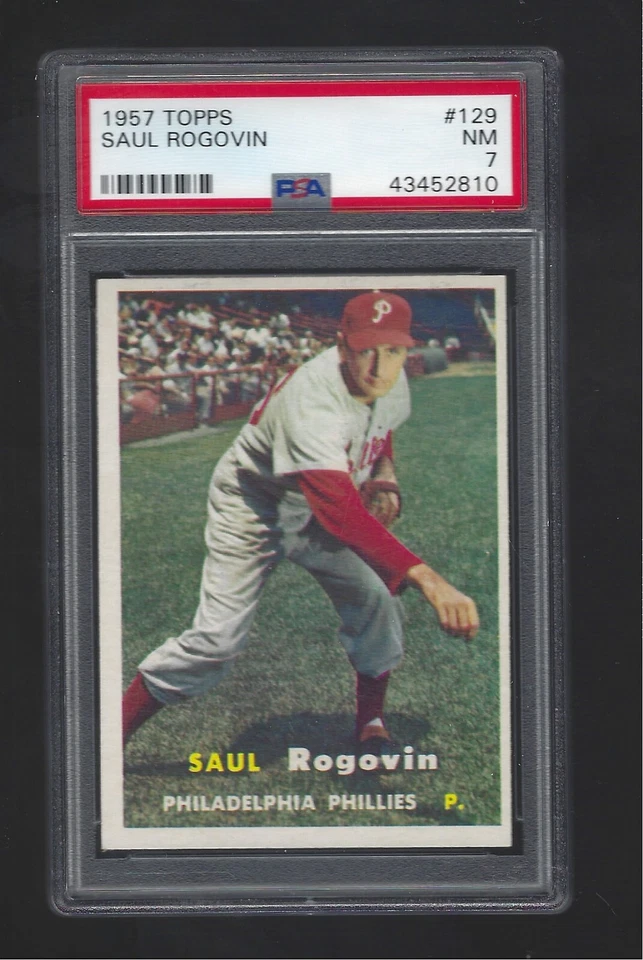 1957  TOPPS  SAUL  ROGOVIN  #  129    PSA  7 - Image 1 of 1