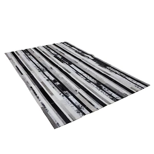 New Brazilian Black & White Striped Cowhide Rug Patchwork Size 4x6 feet - Picture 1 of 11