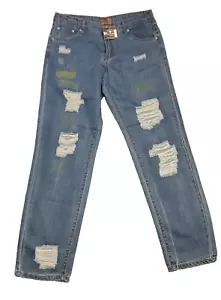 NWT Anthropologie POL Distressed Ankle Jeans Medium Womens Embroidered "Patches" - Picture 1 of 12
