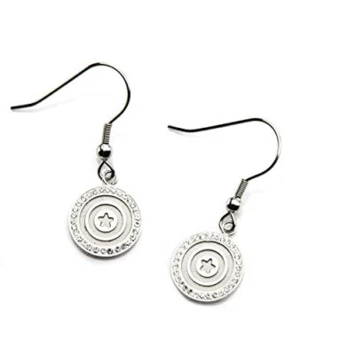 Pendientes colgantes Capitán América de acero inoxidable para mujer con circonita cúbica transparente Foto 1 de 2