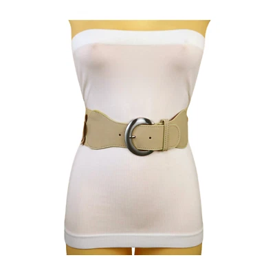 Mujeres Beige Cintura Elástica Ancho Moda Cinturón Cadera Cintura Alta Flores Talla S M Foto 1 de 4